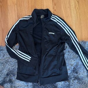 Adidas Women's Black Bomber Jacket with White Stripes